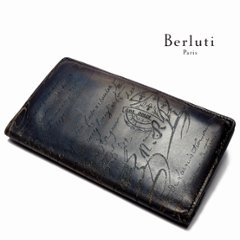 【中古】【可】 Berluti ベルルッティ 長財布 二つ折り財布 エベネ スクリット カリグラフィ パティーヌの画像